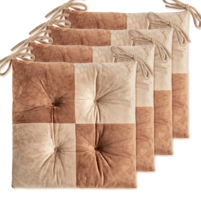 WONDER MIRACLE 4 in 1 Pack Chair Pads | Seat Cushionï¼ŒMachine Wash & Dryer Friendly (F-Mix Color 16"Ã—16", Chocolate & Mocha) - Image 1